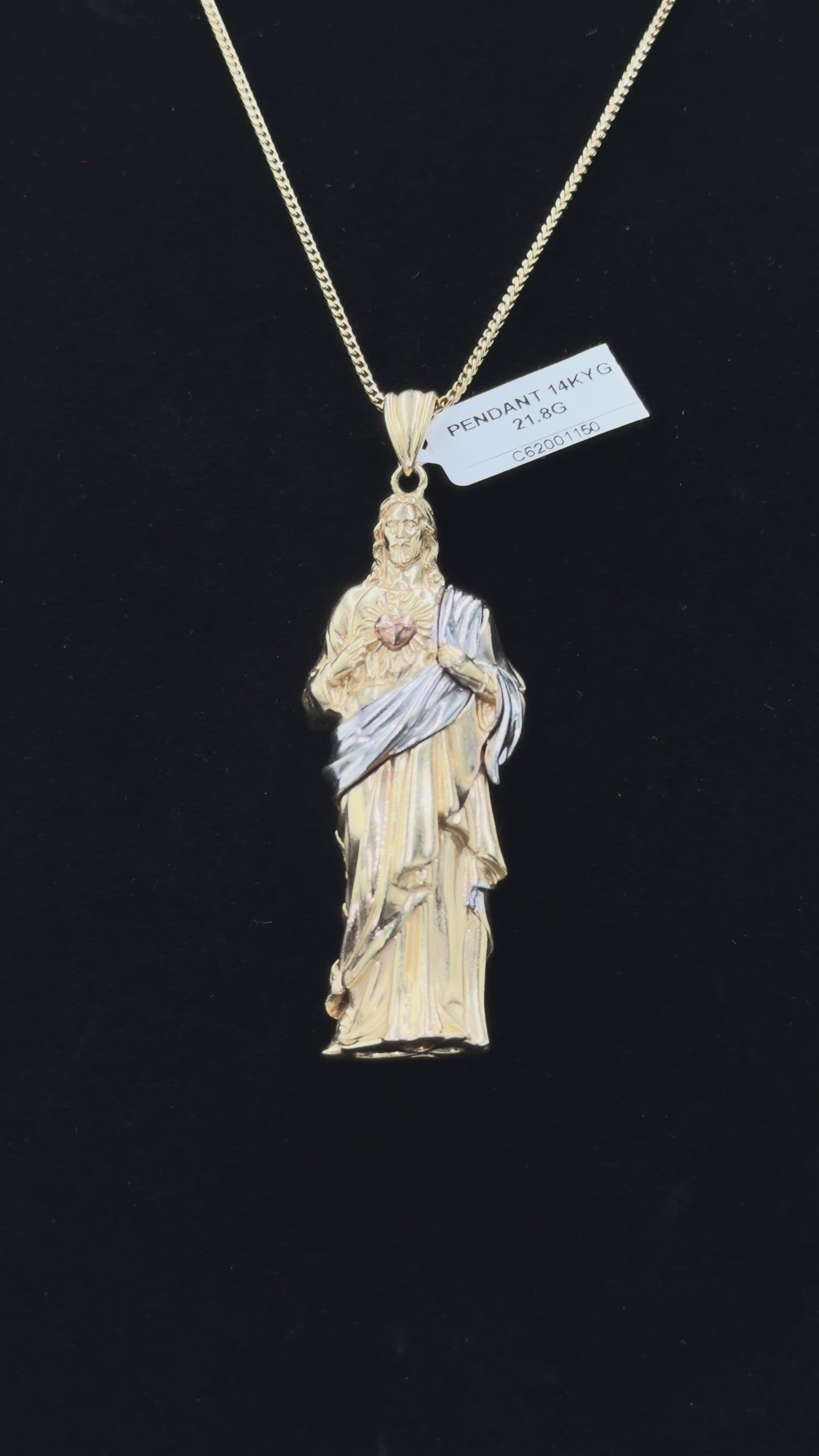14K Two-Tone Sacred Heart of Jesus Pendant – 21.8 Grams