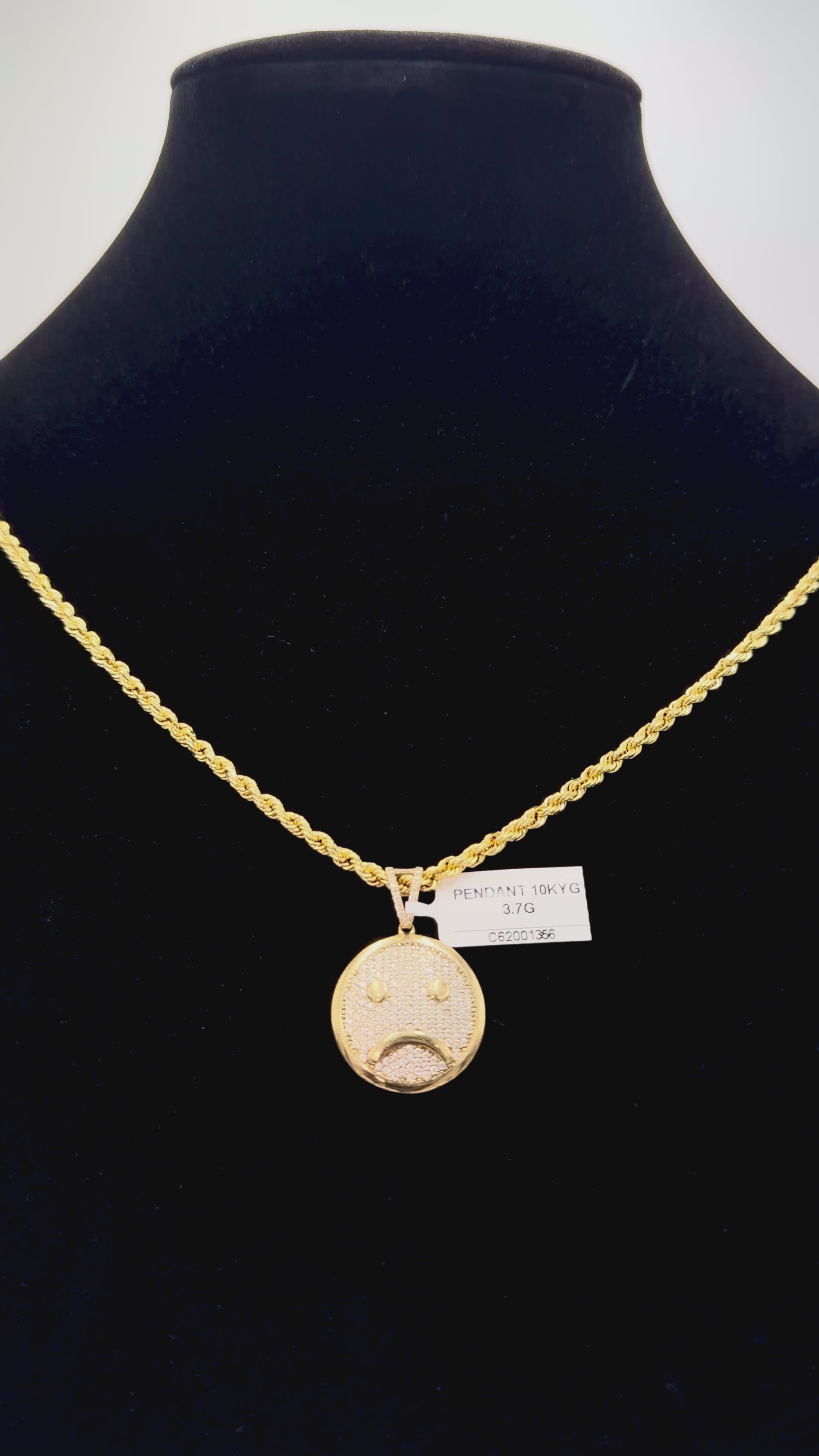 10K Gold Sad Face Pendant