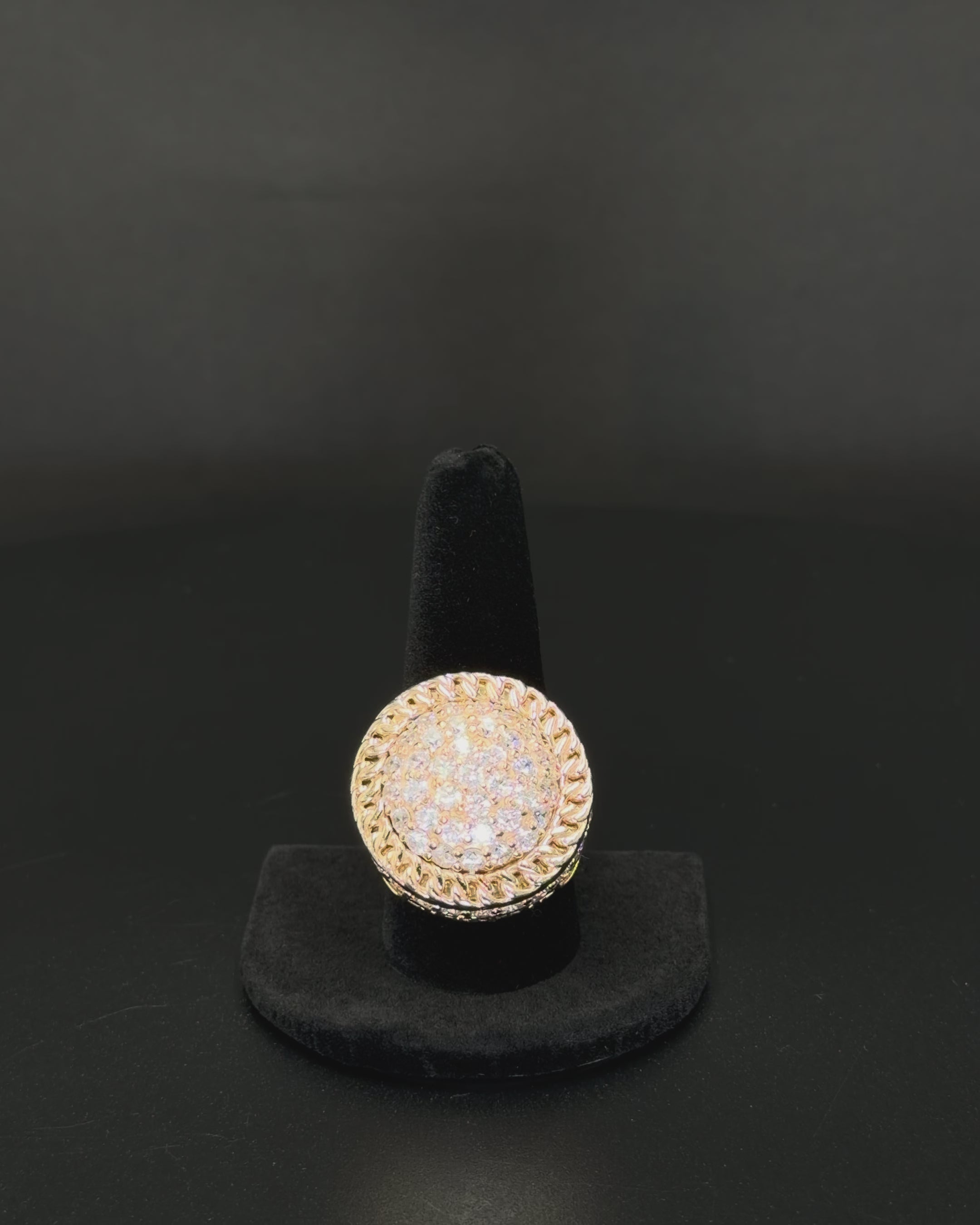 14K Yellow Gold Simulant Cluster Ring – 41.5 Grams – Size 11
