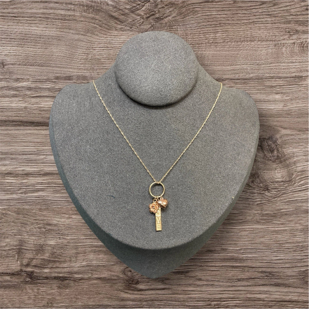 Women’s 10K Yellow Gold Chain with Love & Heart Charms – 1.7g