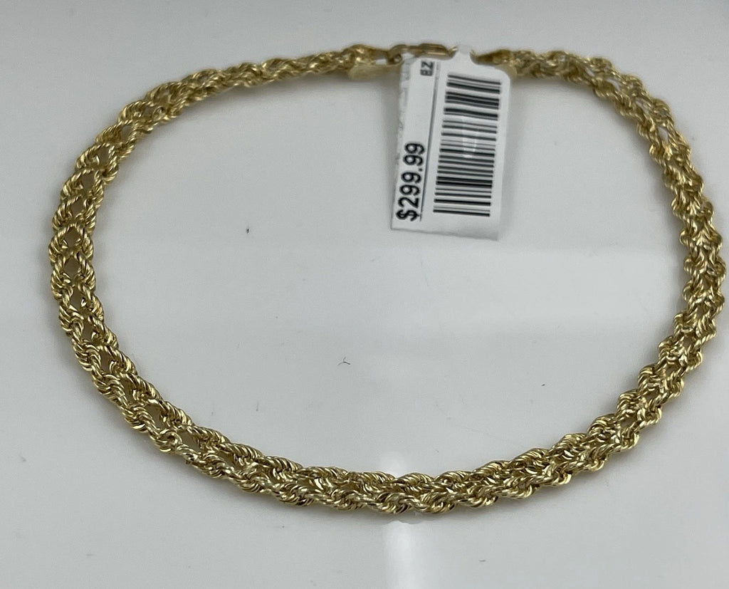 9.84K ITALY Solid Yellow Gold Braided Rope Chain 8” Bracelet 3.72mm