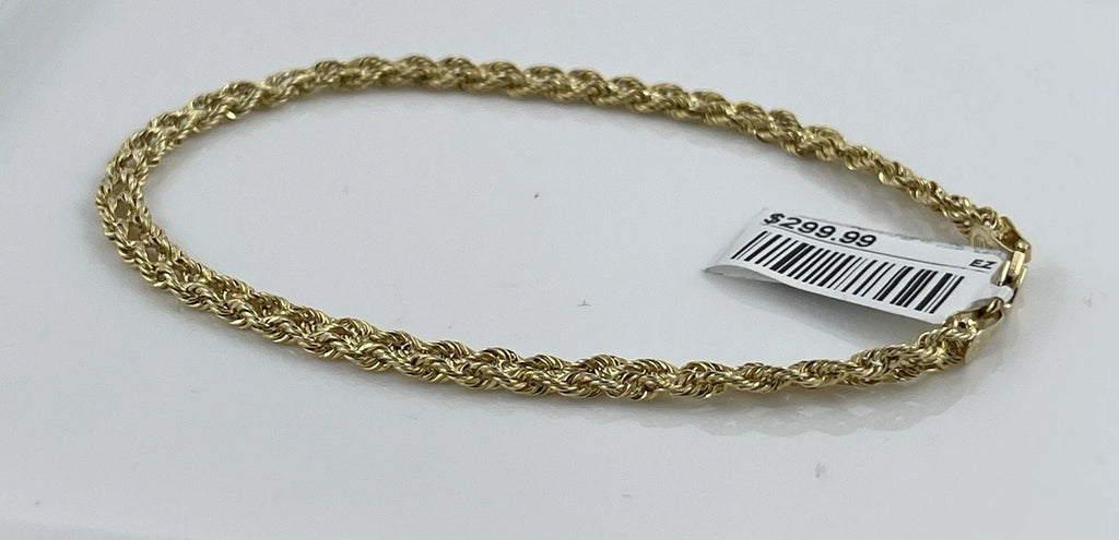 9.84K ITALY Solid Yellow Gold Braided Rope Chain 8” Bracelet 3.72mm