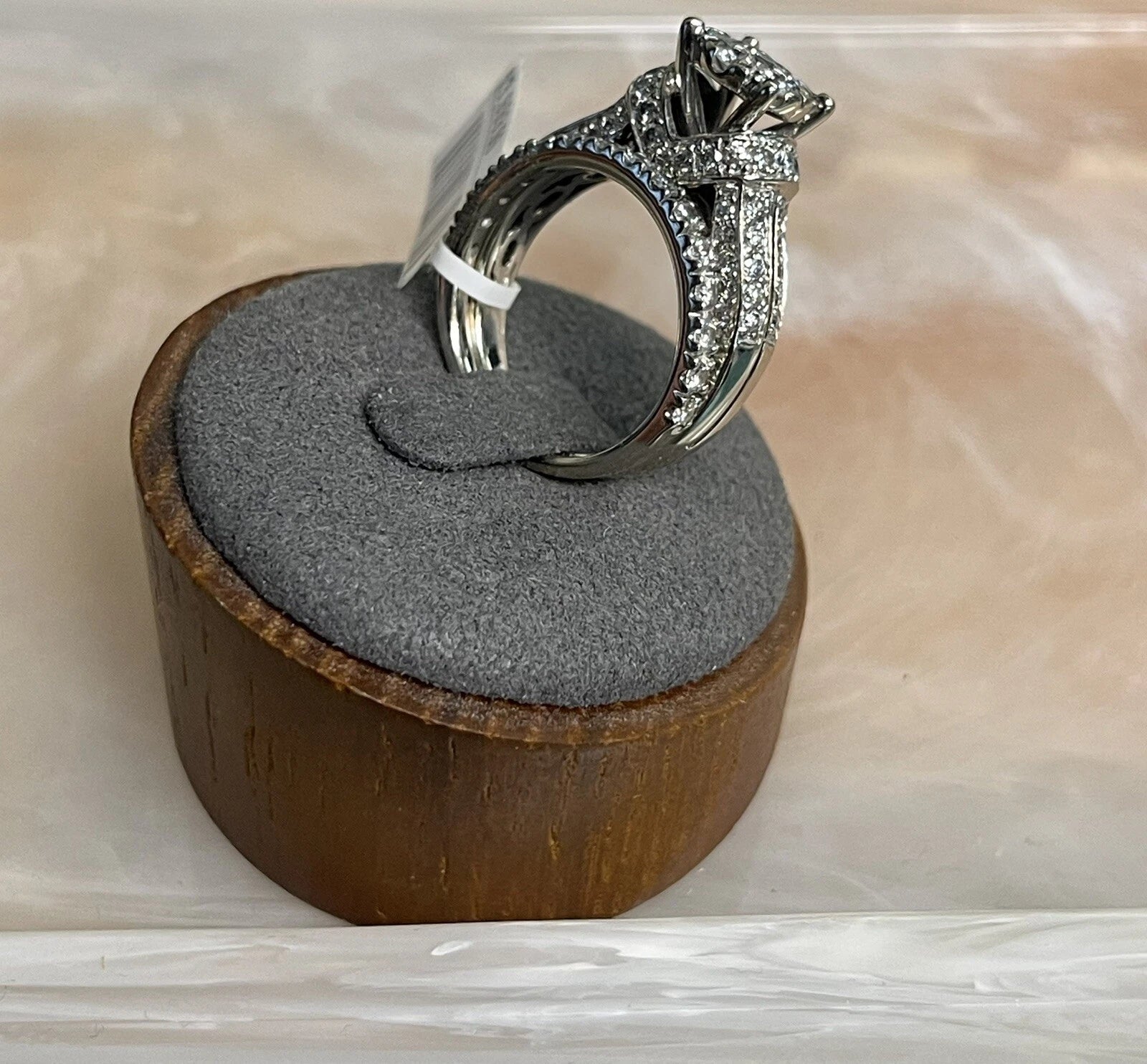 14K Diamond Ring Wedding Band Set Real Womens 9.8g