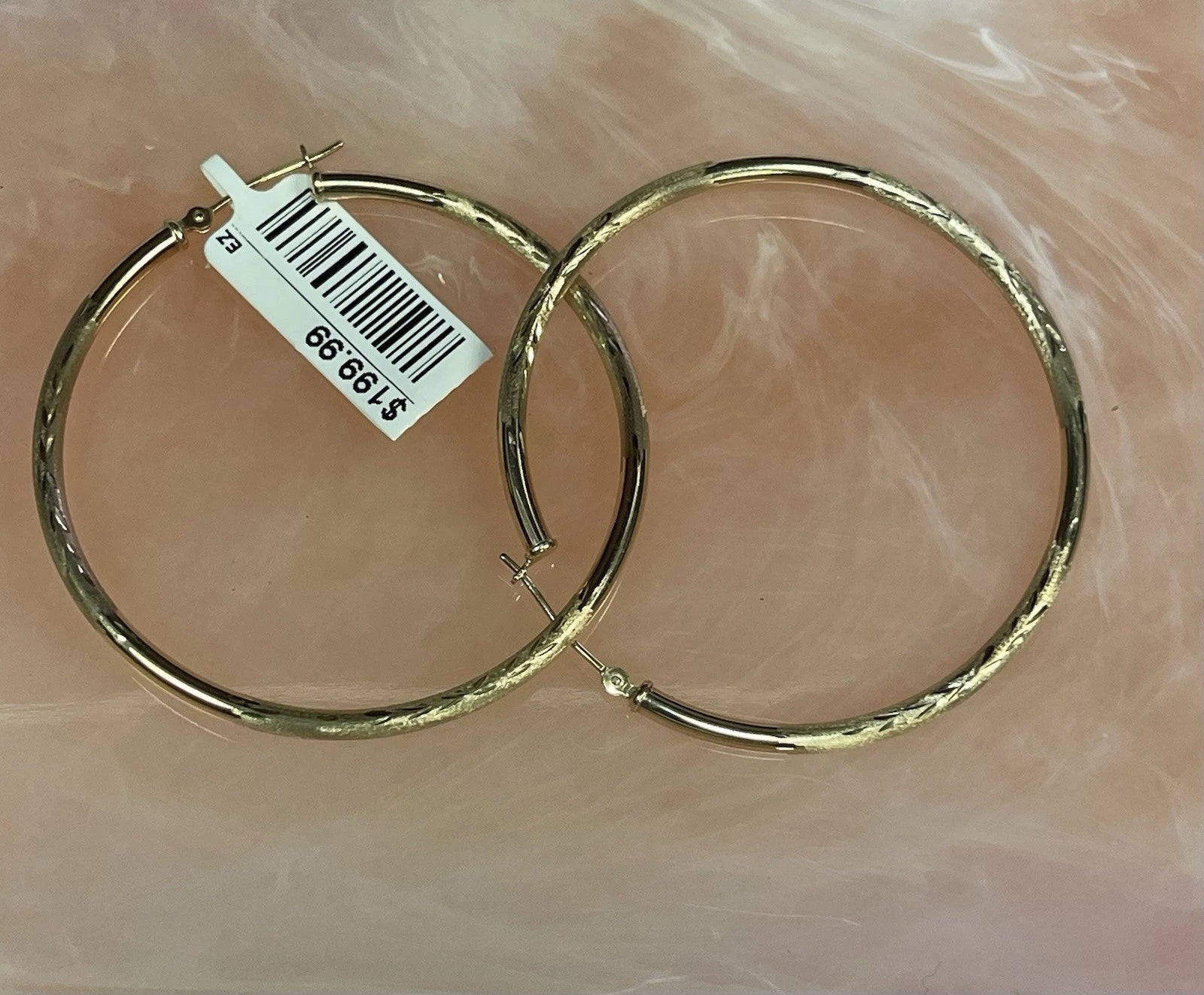 10K Yellow Gold Textured Hoop Earrings – 1.7g