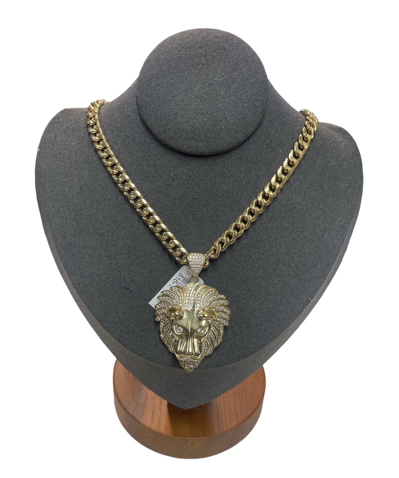 10K Yellow Gold Cuban Chain + Lion Head Pendant Set – 22.25” Chain – 30.90g Total Weight