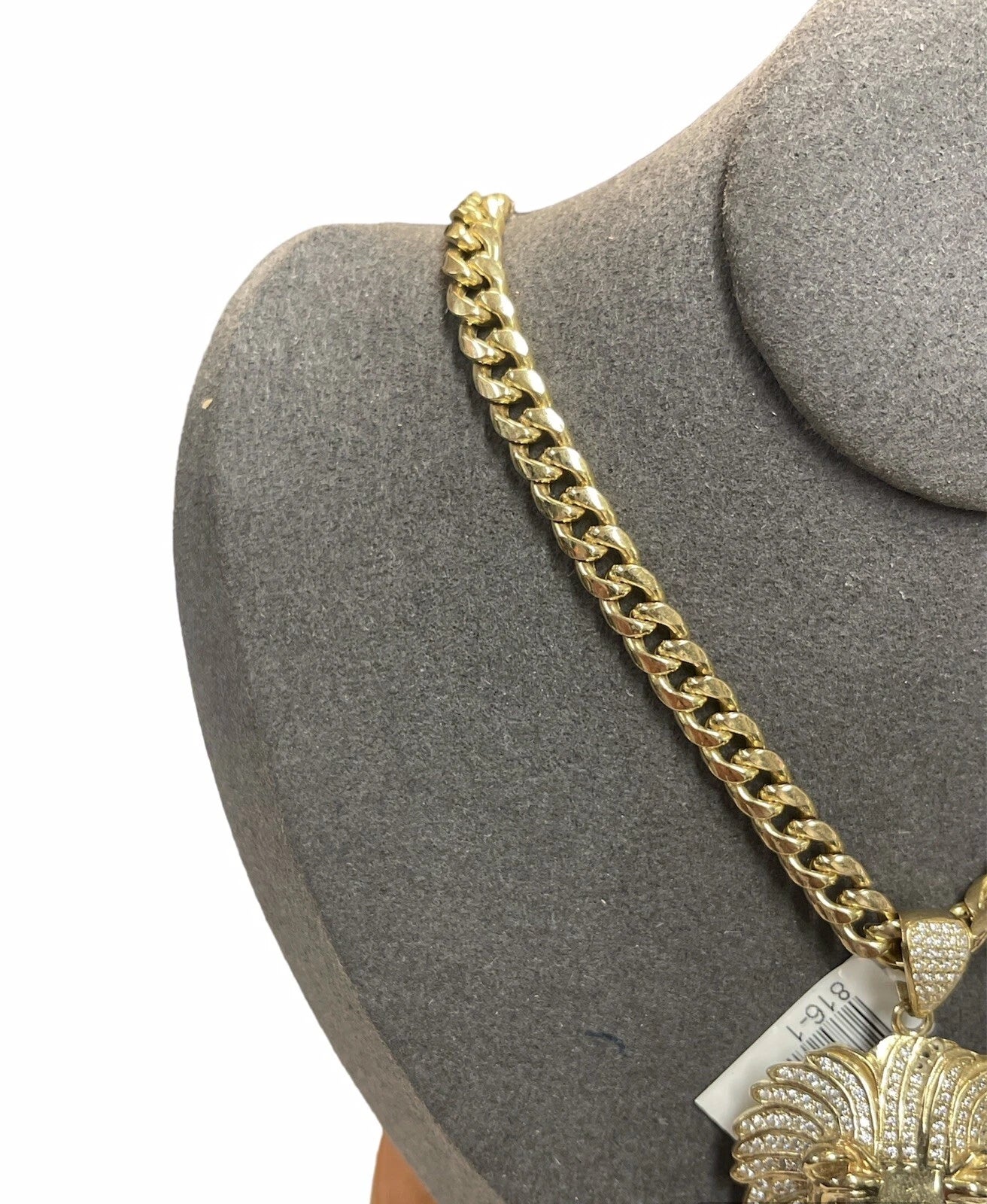 10K Yellow Gold Cuban Chain + Lion Head Pendant Set – 22.25” Chain – 30.90g Total Weight