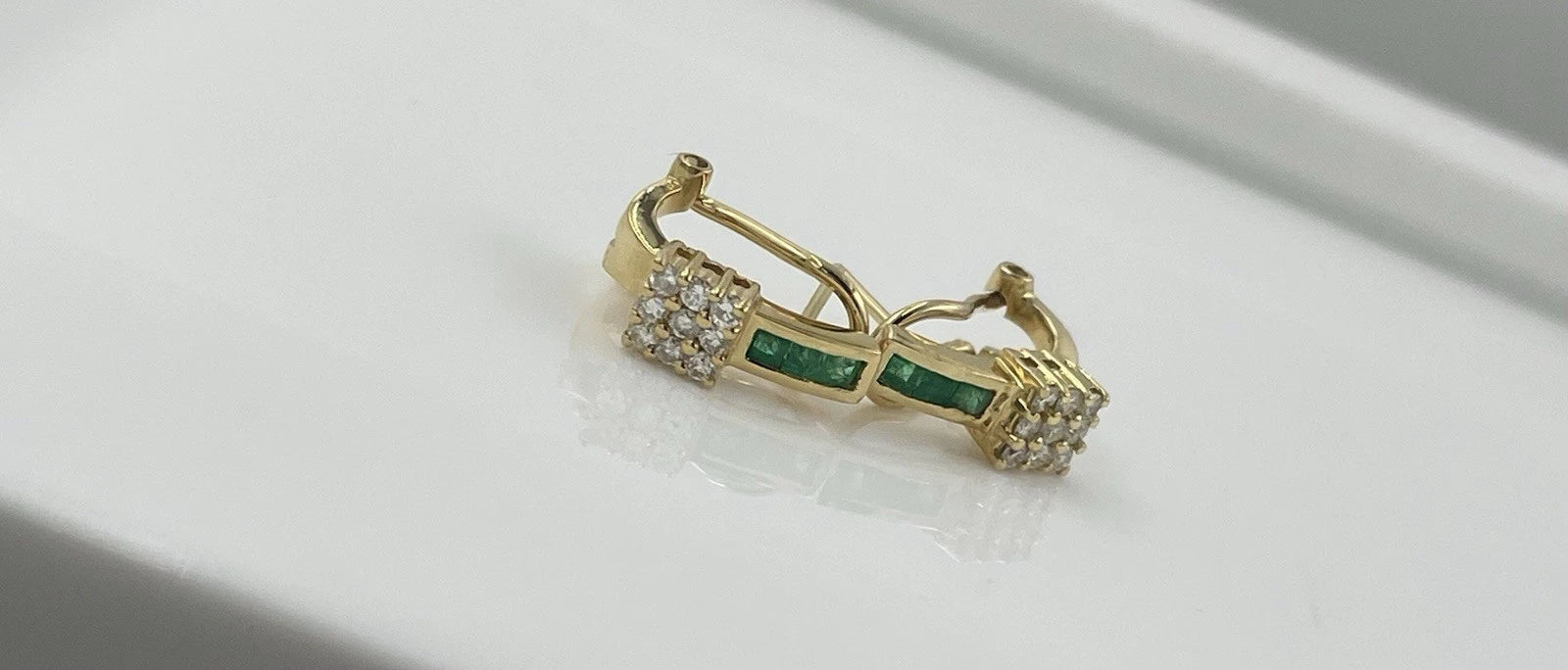 17.90K Green  Diamond Women Earrings Solid  Yellow Gold 4.4 G