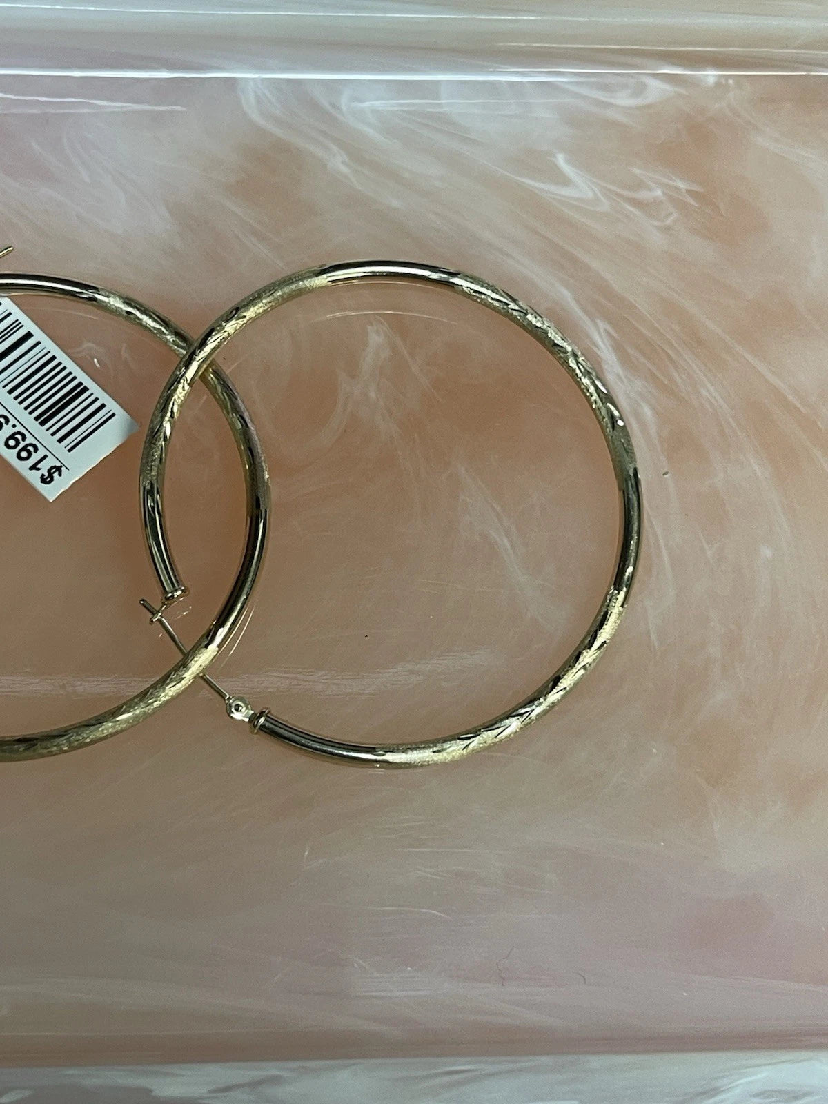 10K Yellow Gold Textured Hoop Earrings – 1.7g