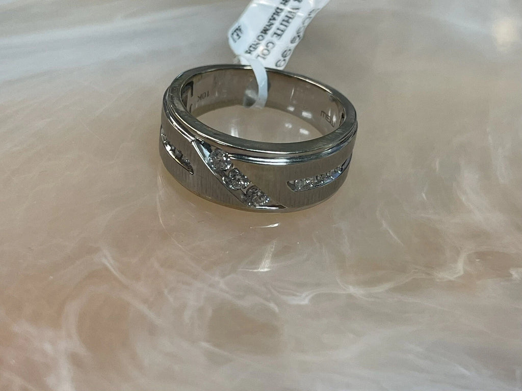 10K GOLD QUALITY DIAMONDS MENS RING BAND SIZE 9.5 (4.10g)