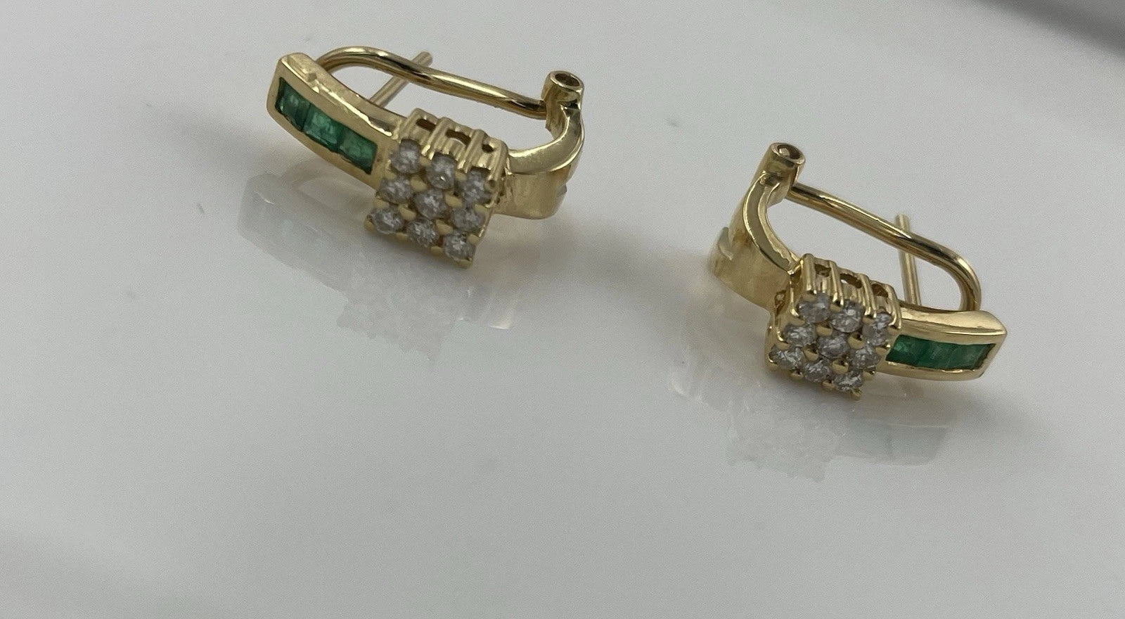 17.90K Green  Diamond Women Earrings Solid  Yellow Gold 4.4 G