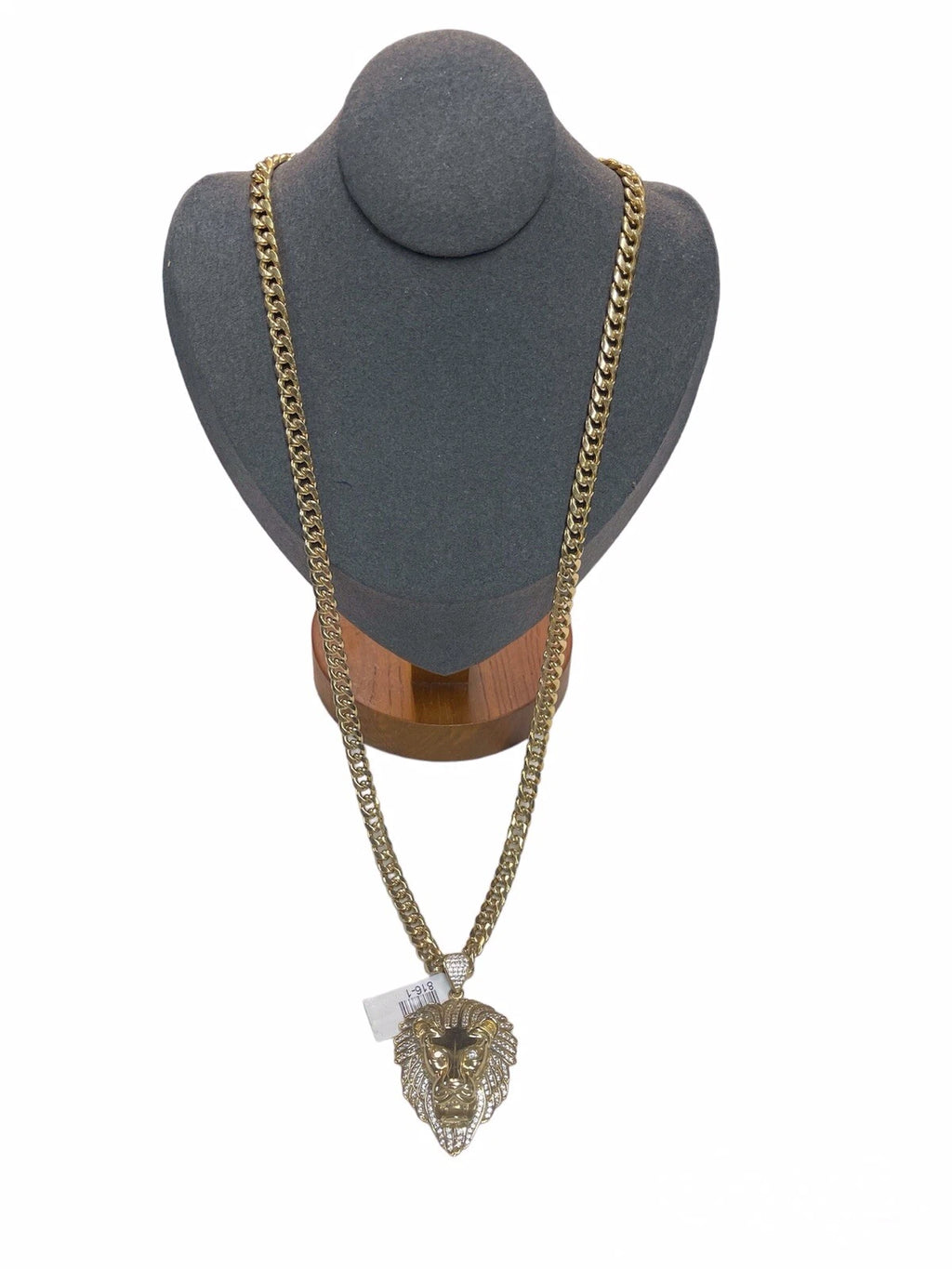 10K Yellow Gold Cuban Chain + Lion Head Pendant Set – 22.25” Chain – 30.90g Total Weight