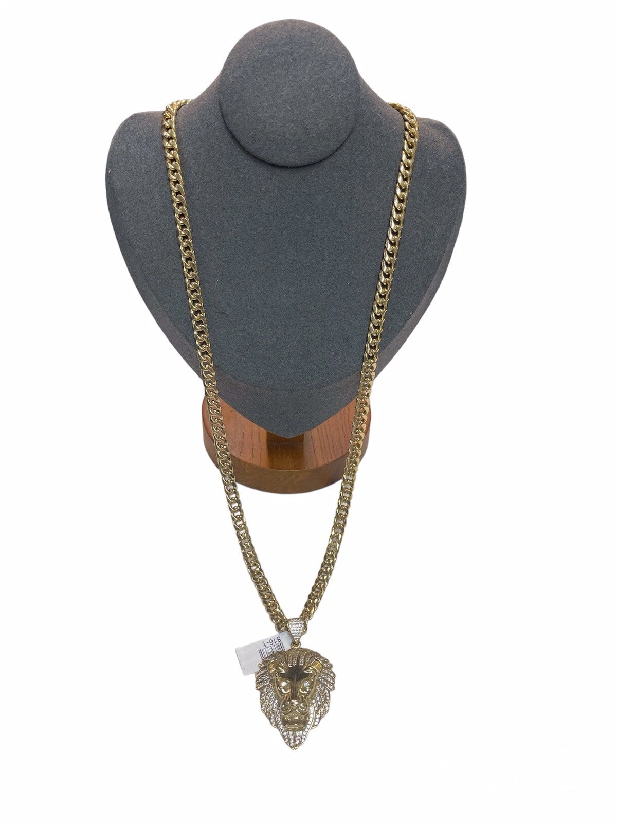 10K Yellow Gold Cuban Chain + Lion Head Pendant Set – 22.25” Chain – 30.90g Total Weight