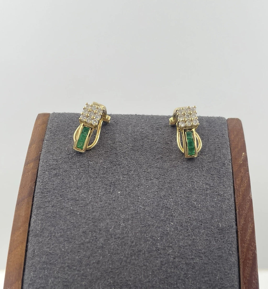 17.90K Green  Diamond Women Earrings Solid  Yellow Gold 4.4 G