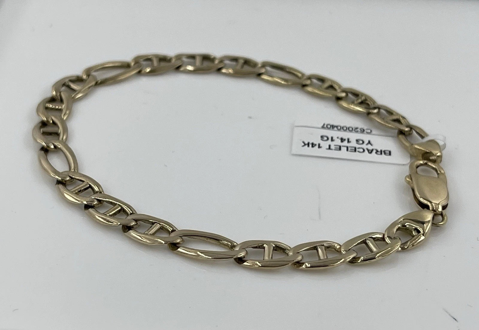 Men's 8" 14K Yellow Gold figarucci bracelet 6.36mm  (14.1g)