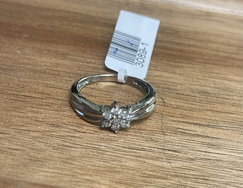 14K Rose And White Gold Ring Diamond Cluster Sz 9.5 4.50g