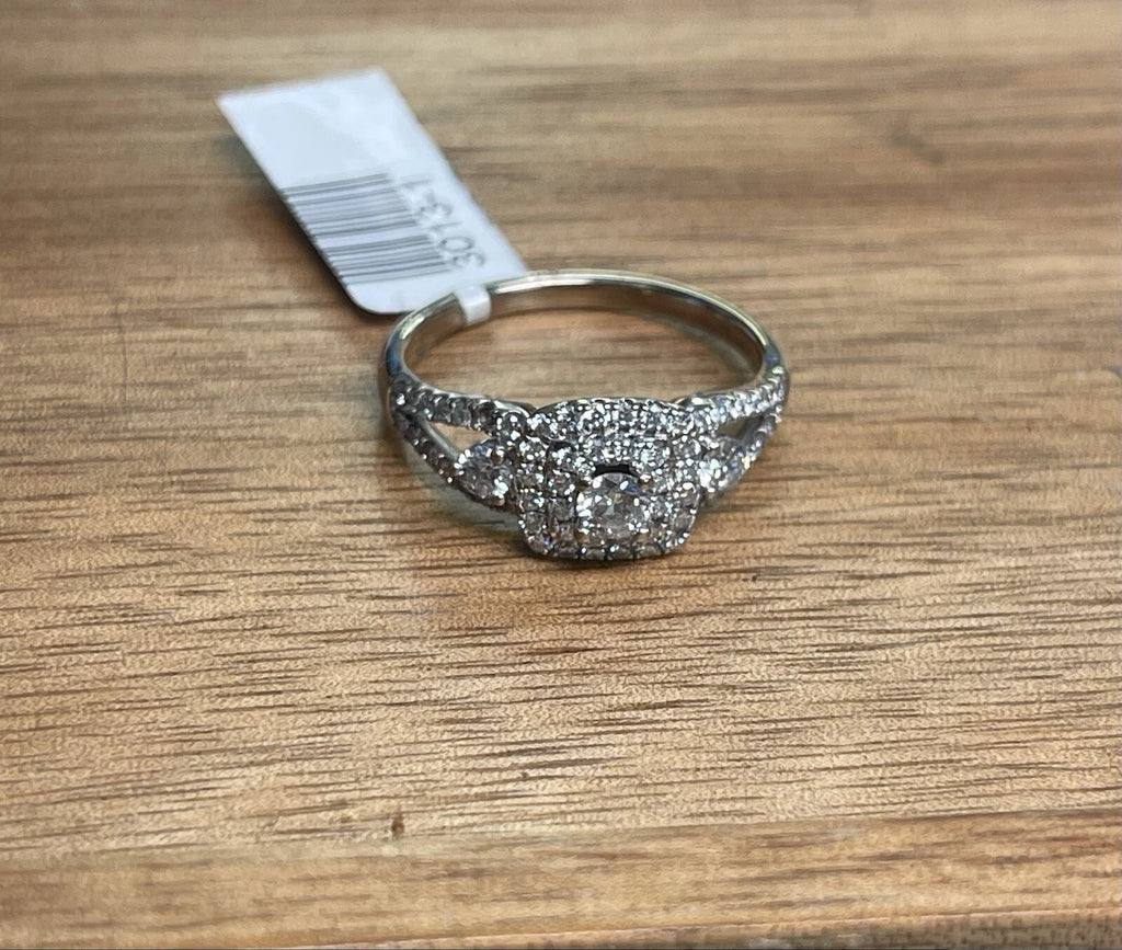 14K Rose And White Gold Ring Diamond Cluster Sz 9.5 4.50g