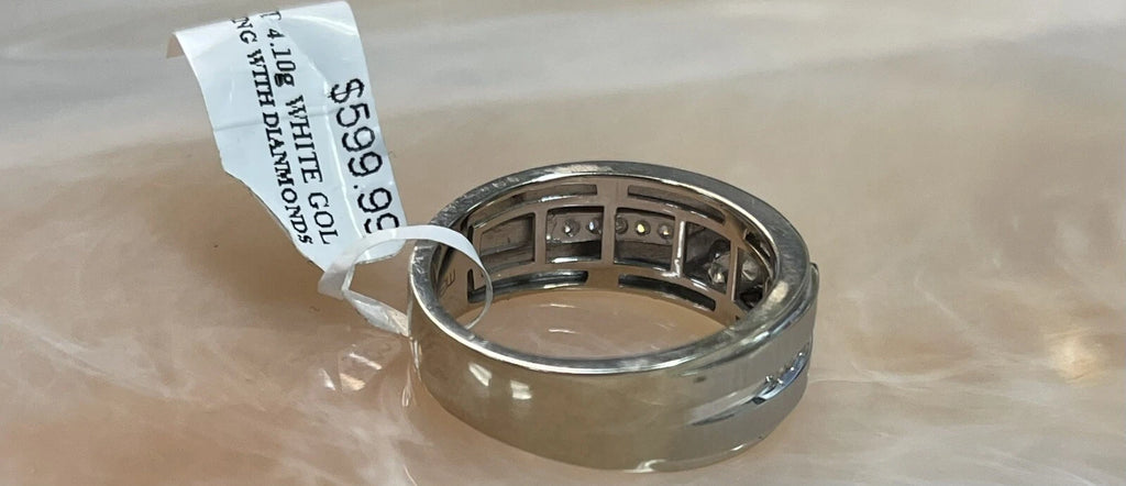 10K GOLD QUALITY DIAMONDS MENS RING BAND SIZE 9.5 (4.10g)
