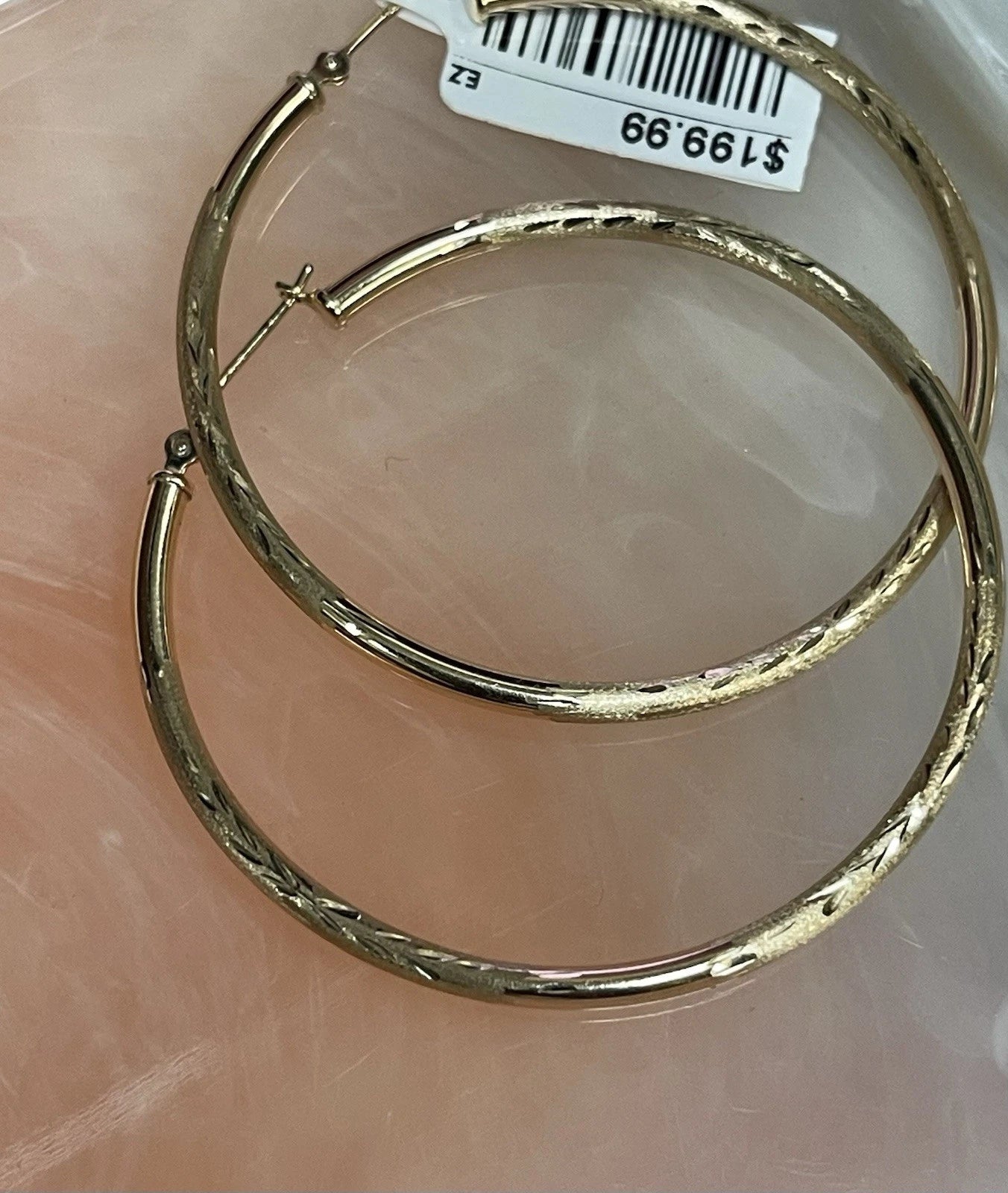 10K Yellow Gold Textured Hoop Earrings – 1.7g