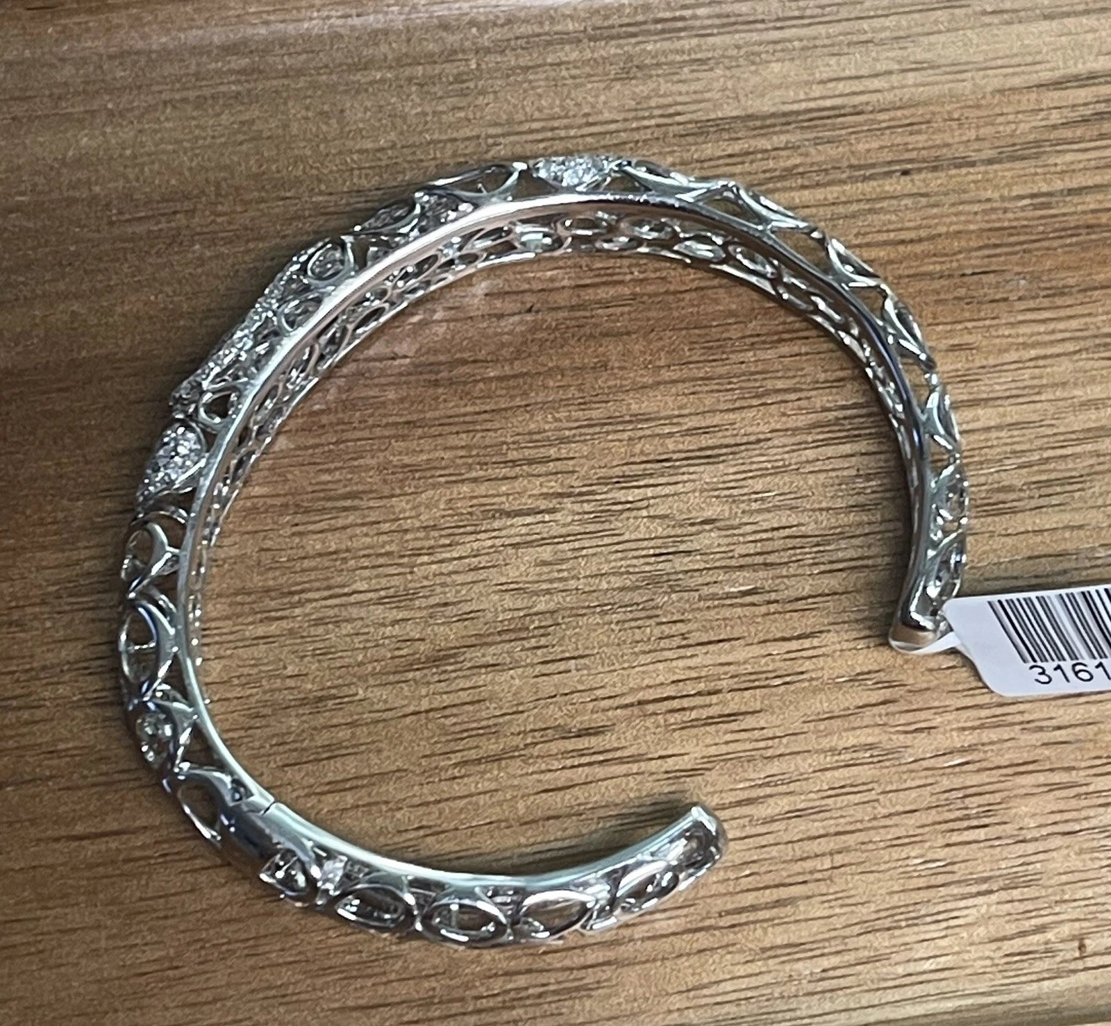 White Gold 18K Domed Elegant Wide Cuff Bangle Bracelet