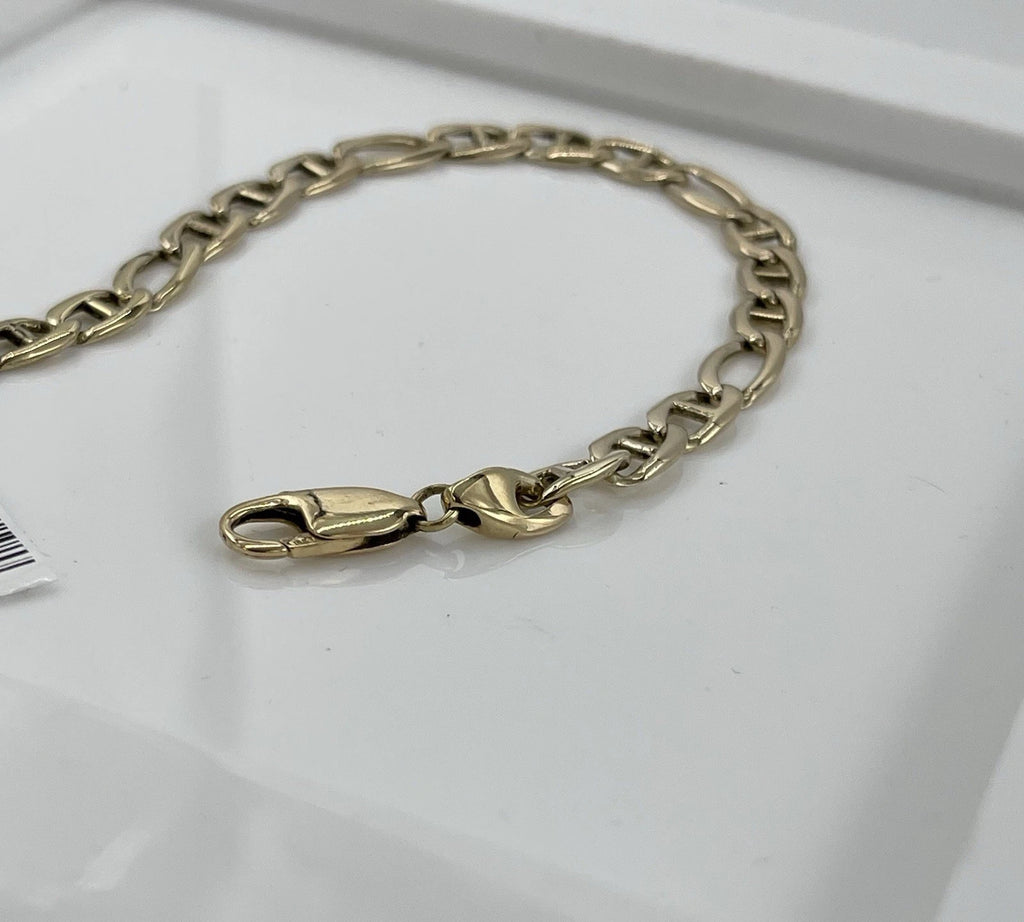 Men's 8" 14K Yellow Gold figarucci bracelet 6.36mm  (14.1g)