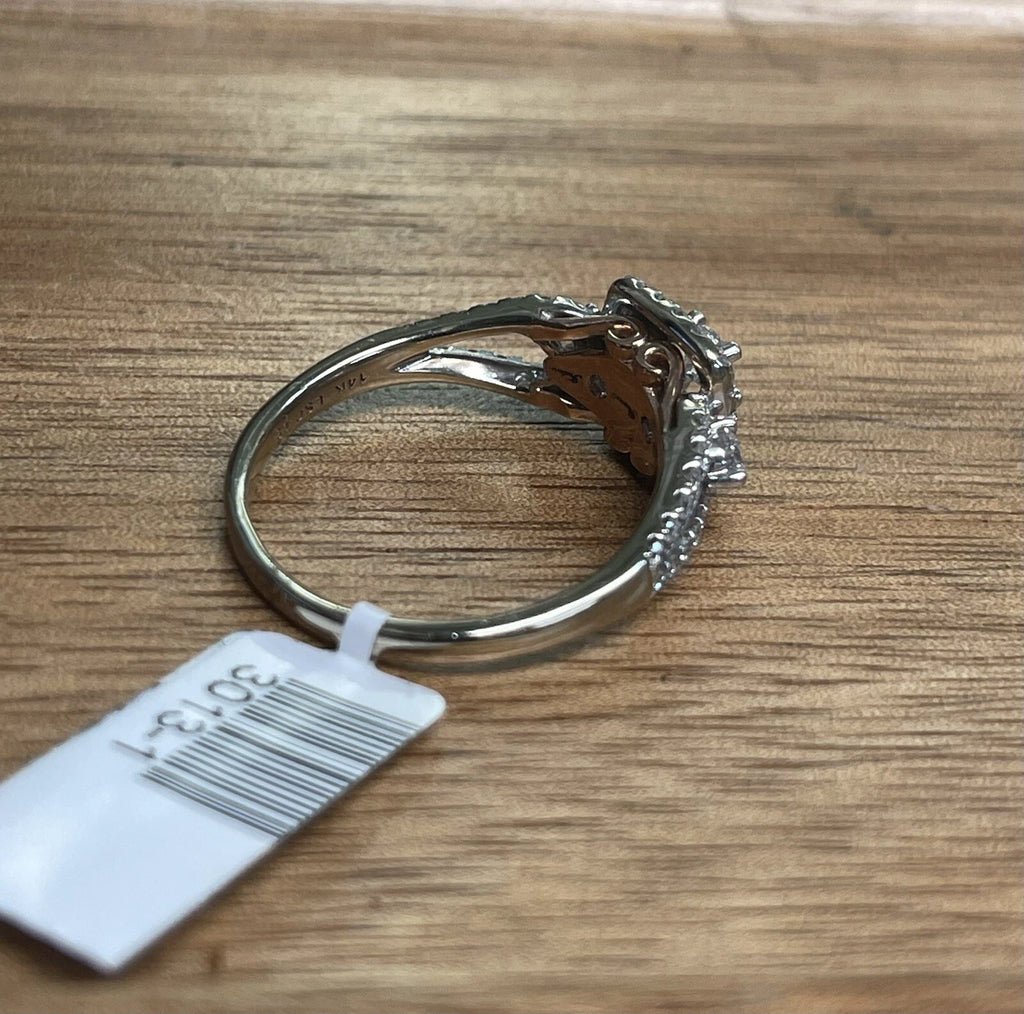 14K Rose And White Gold Ring Diamond Cluster Sz 9.5 4.50g