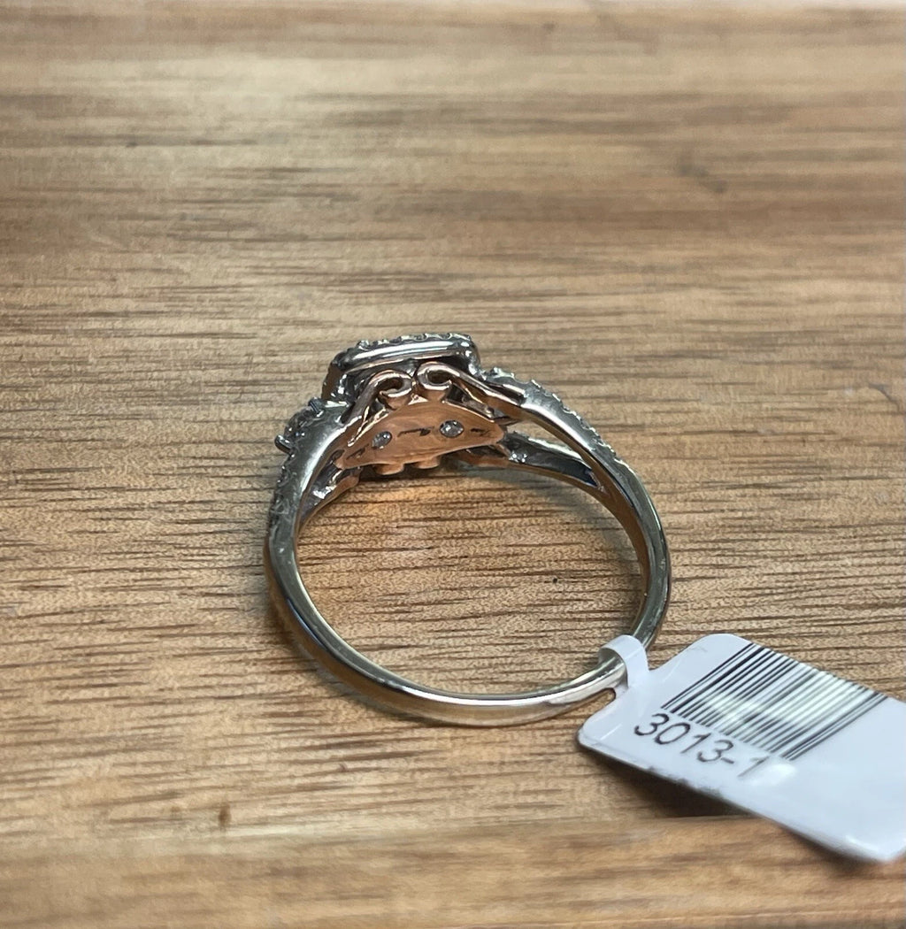 14K Rose And White Gold Ring Diamond Cluster Sz 9.5 4.50g