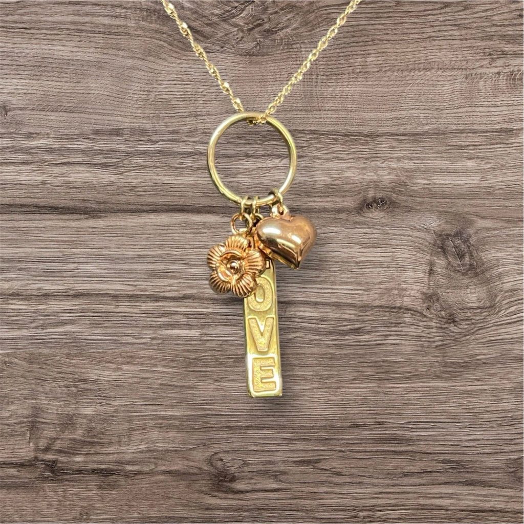 Women’s 10K Yellow Gold Chain with Love & Heart Charms – 1.7g