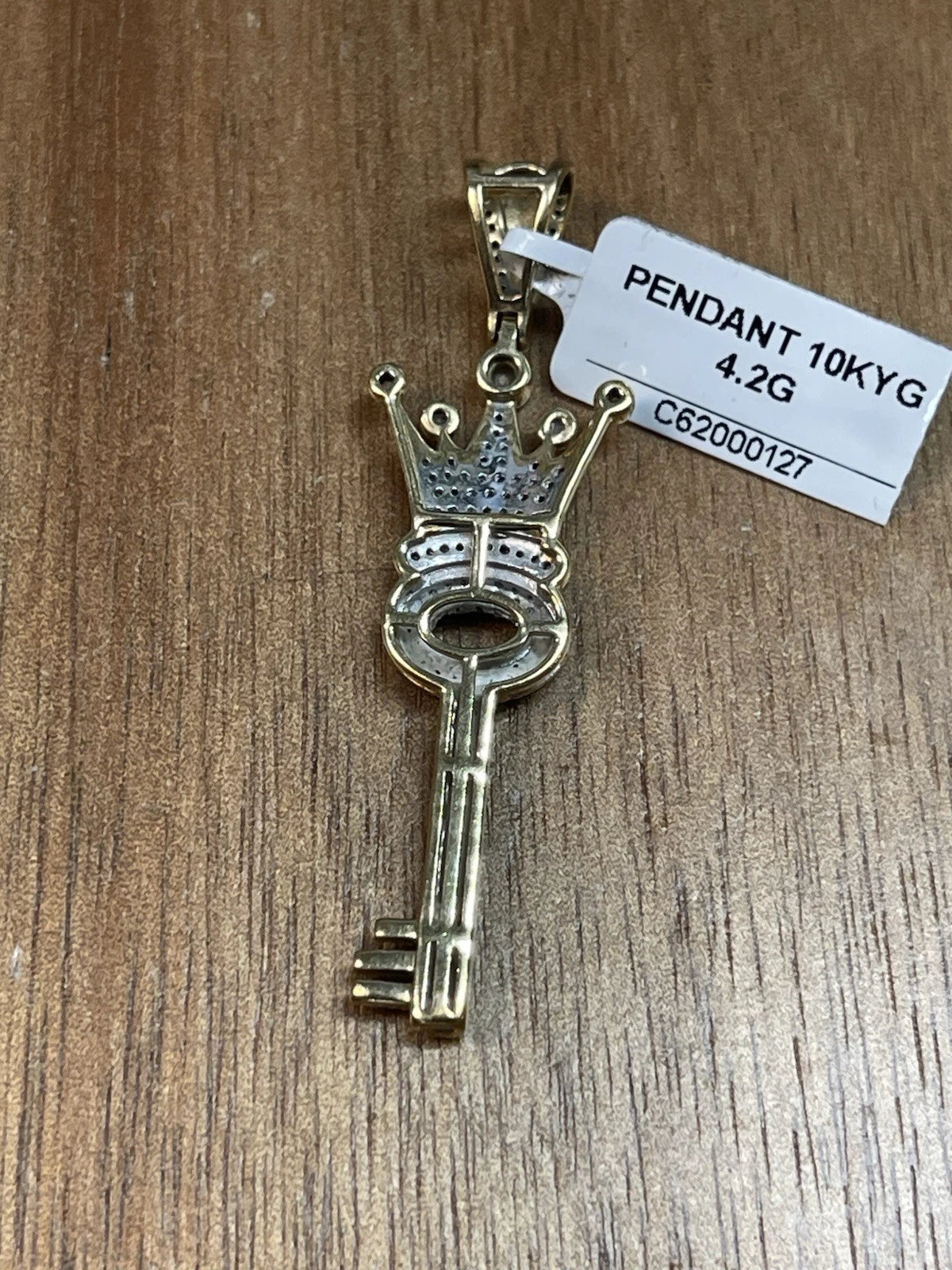 Crown Key Pendant Charm - 10k Yellow Gold (4.2G)