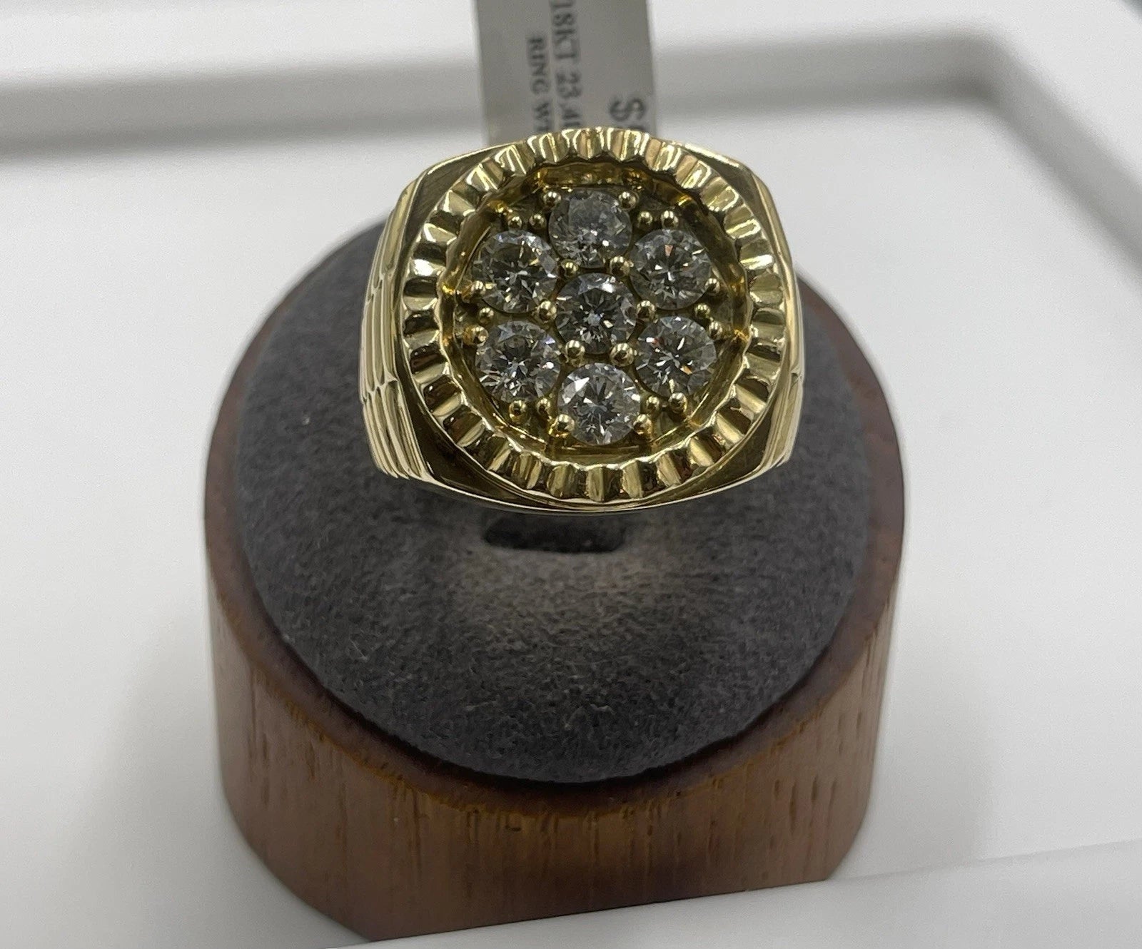 Men's Diamond Cluster Design Ring 17.79K Yellow Gold Size:9.5 (20.45mm)