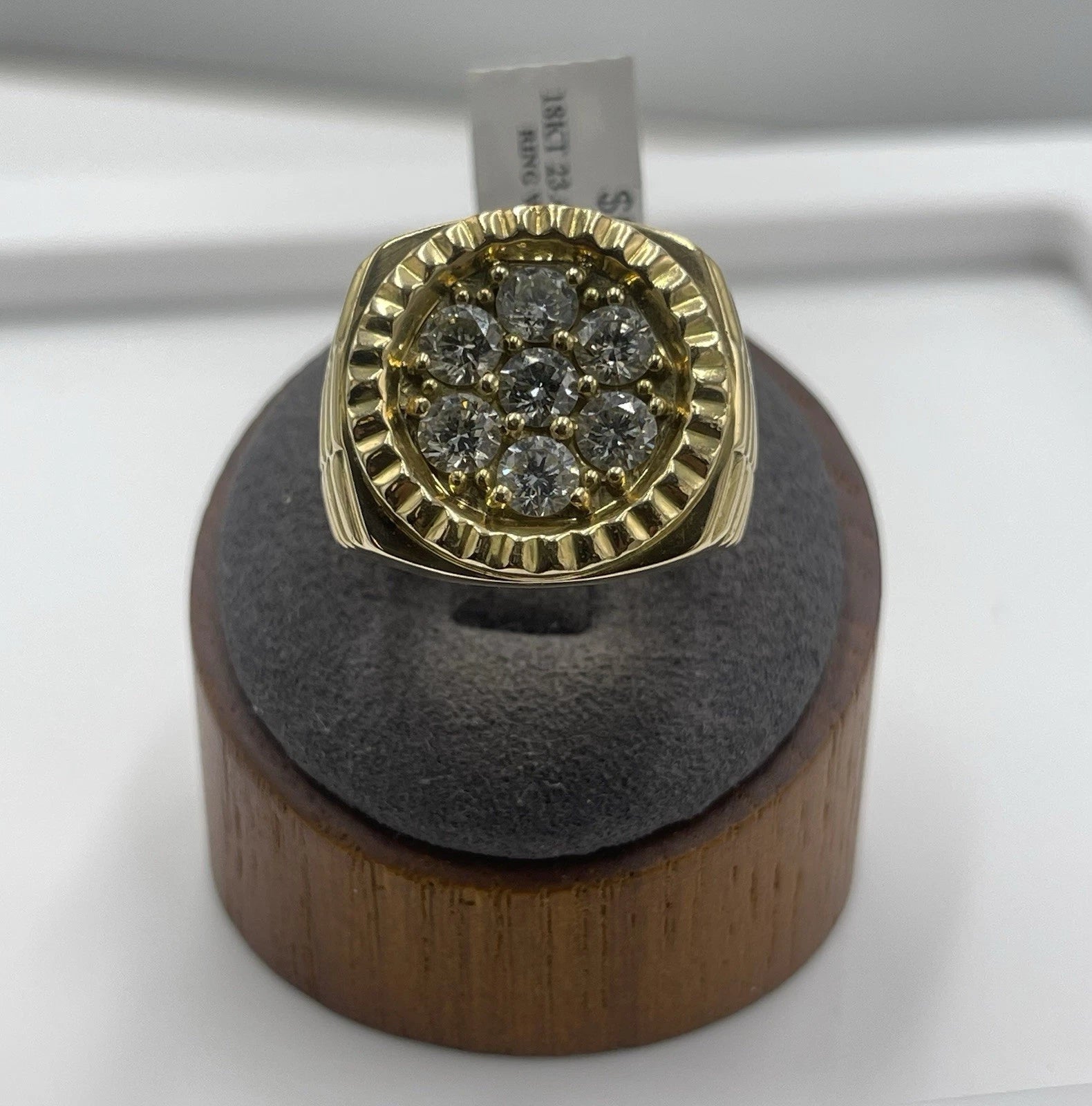 Men's Diamond Cluster Design Ring 17.79K Yellow Gold Size:9.5 (20.45mm)