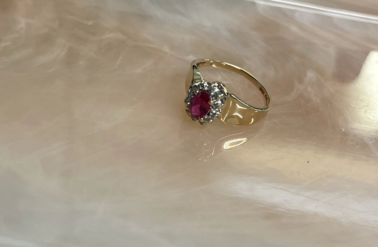 Ruby Ring with 10k gold women size 6.25