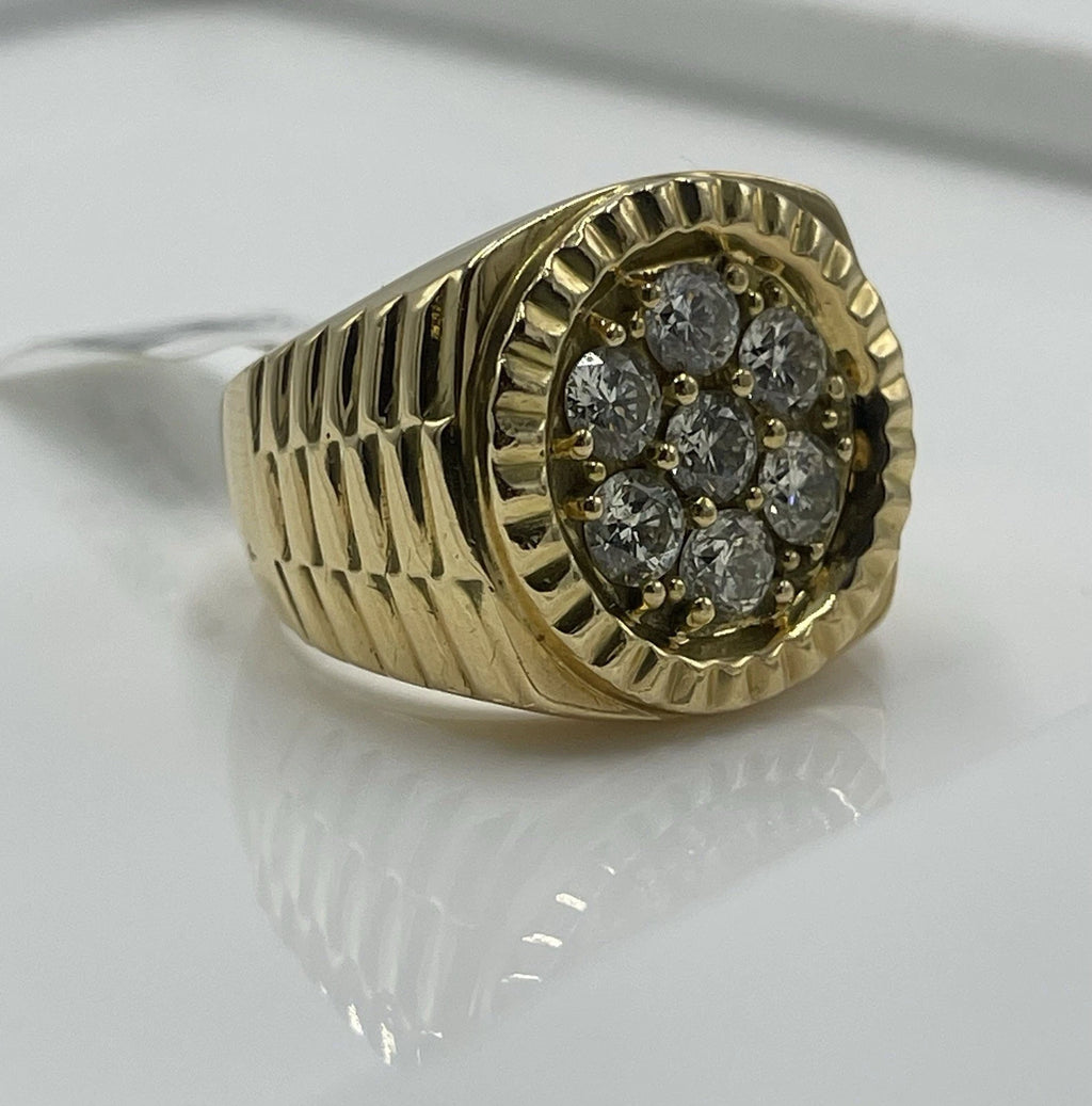 Men's Diamond Cluster Design Ring 17.79K Yellow Gold Size:9.5 (20.45mm)