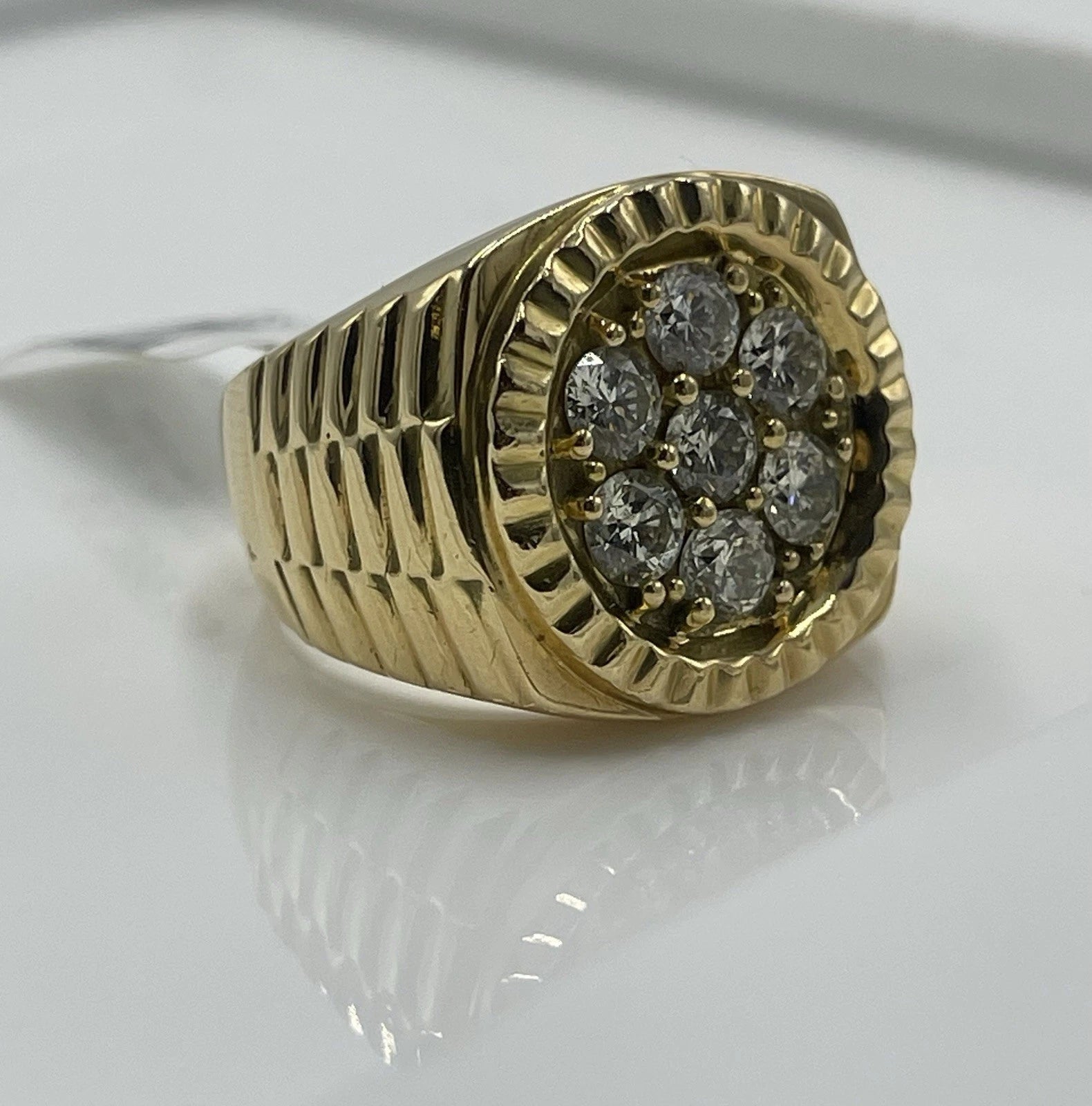 Men's Diamond Cluster Design Ring 17.79K Yellow Gold Size:9.5 (20.45mm)