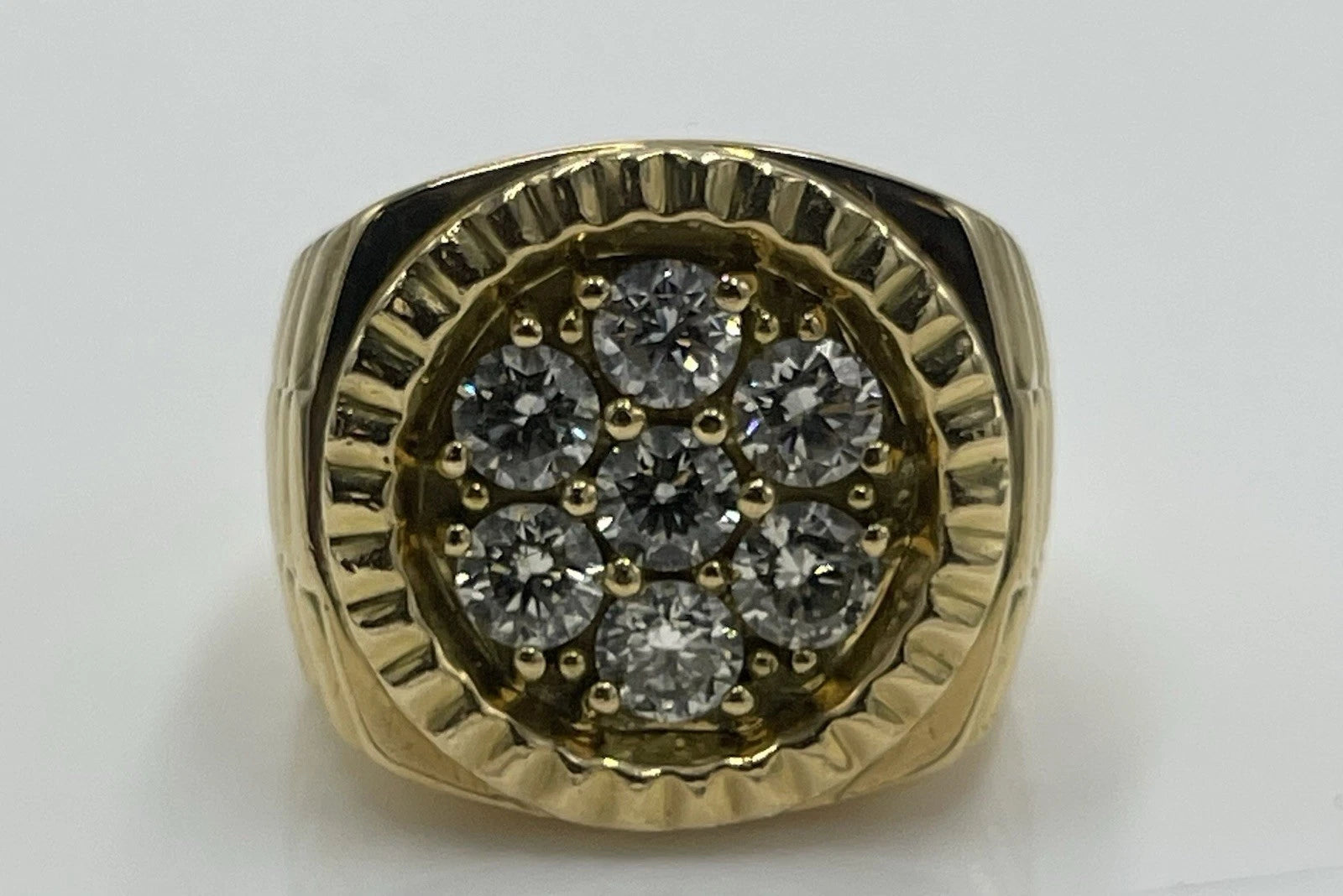 Men's Diamond Cluster Design Ring 17.79K Yellow Gold Size:9.5 (20.45mm)