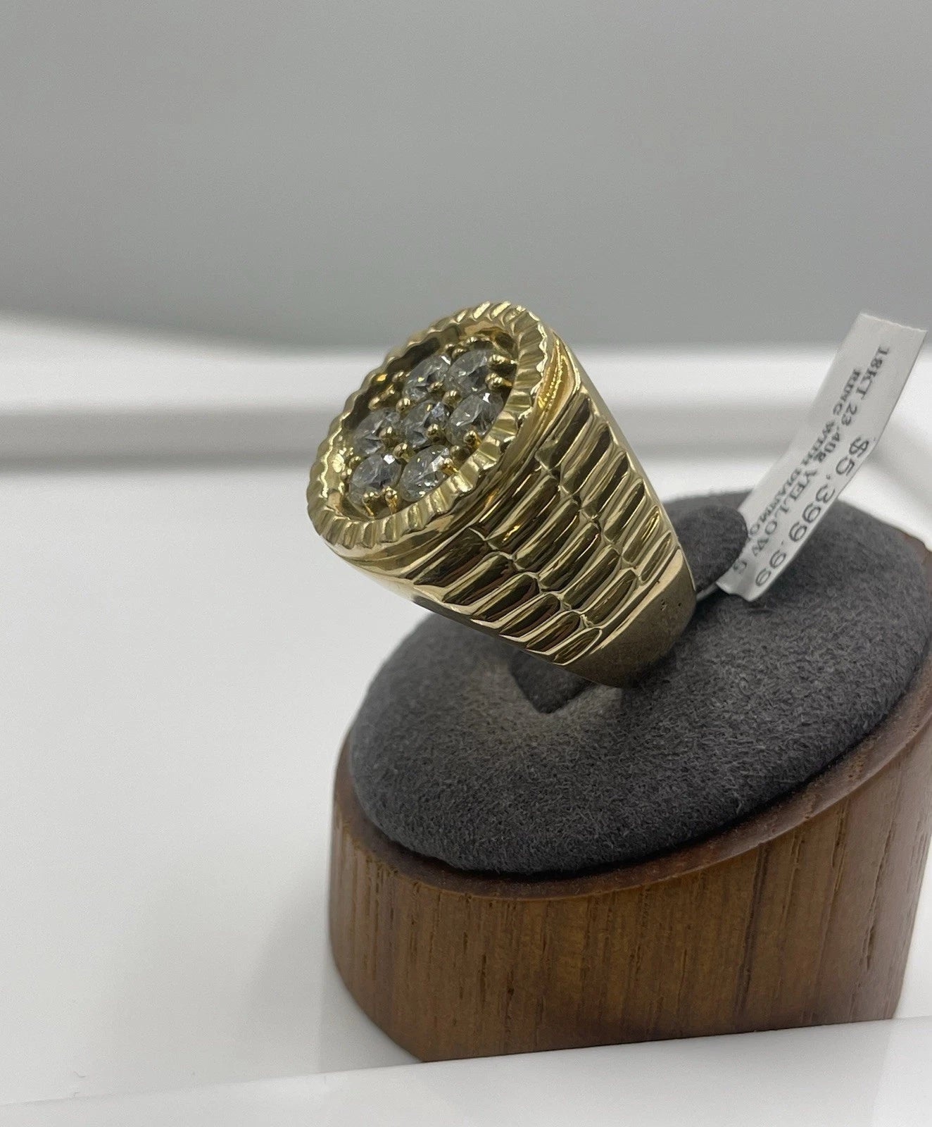 Men's Diamond Cluster Design Ring 17.79K Yellow Gold Size:9.5 (20.45mm)