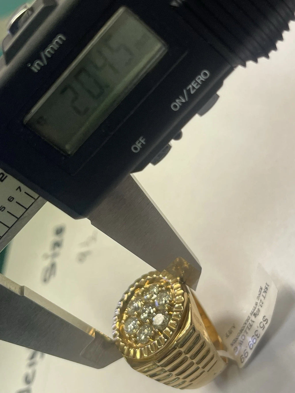 Men's Diamond Cluster Design Ring 17.79K Yellow Gold Size:9.5 (20.45mm)