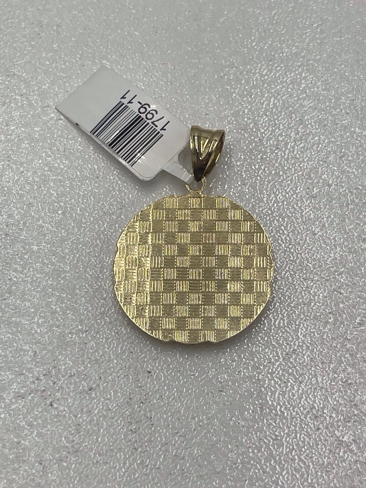 Real 10K Yellow White Gold Round Mens Apostles Charm Pendant Diamond Cut 3.1gr