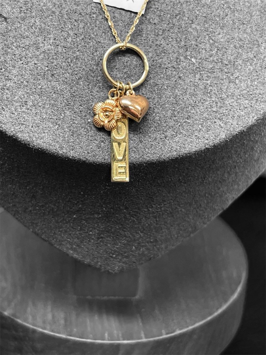 Women’s 10K Yellow Gold Chain with Love & Heart Charms – 1.7g