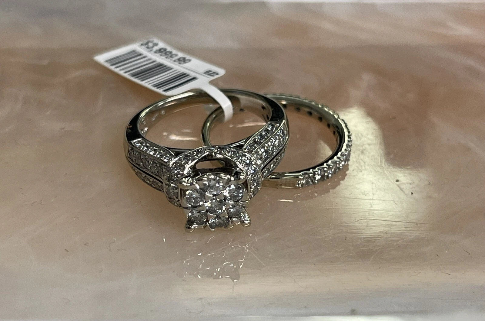 14K Diamond Ring Wedding Band Set Real Womens 9.8g