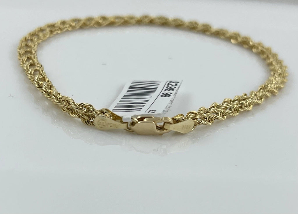 9.84K ITALY Solid Yellow Gold Braided Rope Chain 8” Bracelet 3.72mm