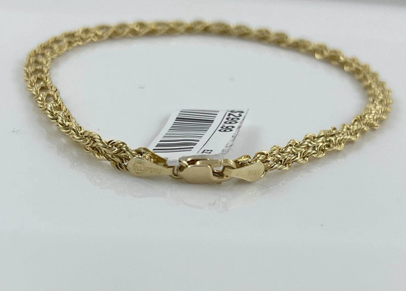 9.84K ITALY Solid Yellow Gold Braided Rope Chain 8” Bracelet 3.72mm