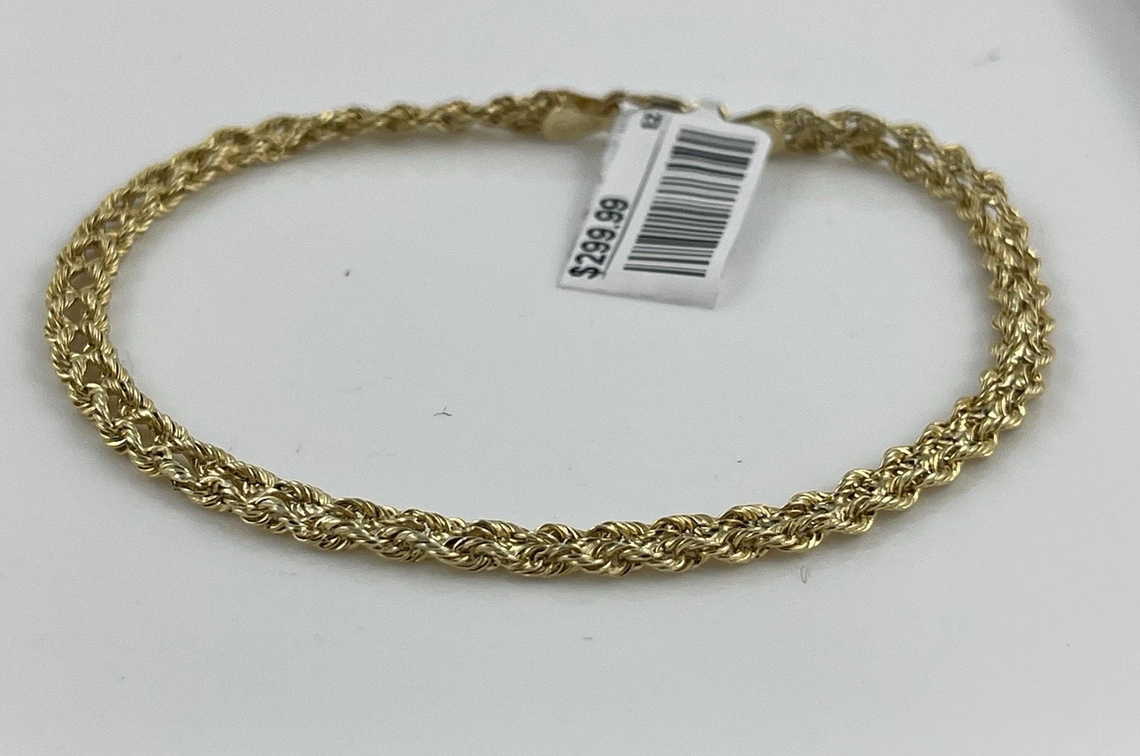 9.84K ITALY Solid Yellow Gold Braided Rope Chain 8” Bracelet 3.72mm