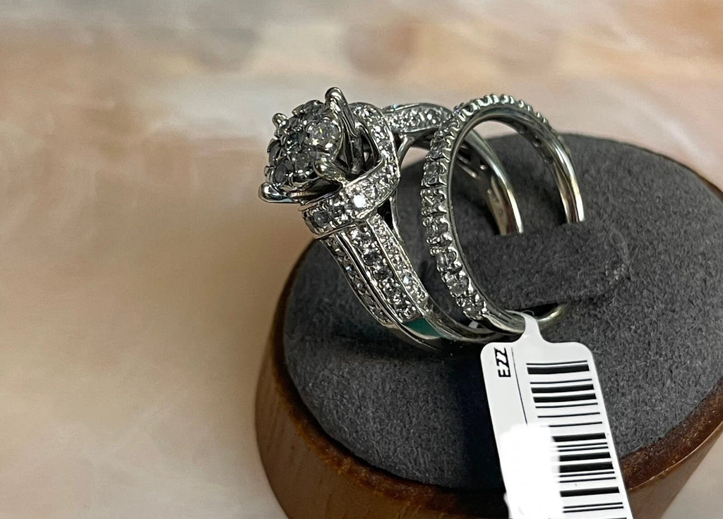 14K Diamond Ring Wedding Band Set Real Womens 9.8g